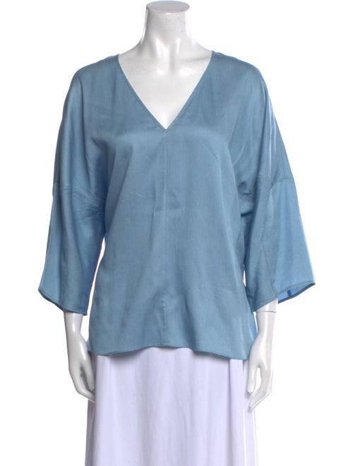 Tibi V-Neck Three-Quarter Sleeve Blouse