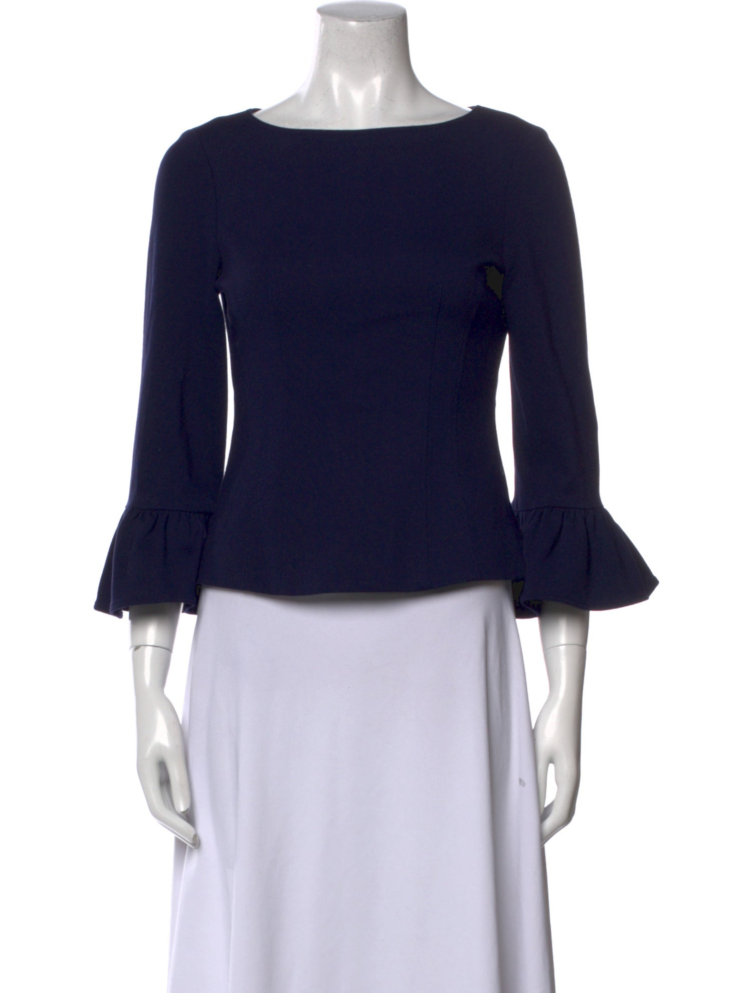 Tibi Bateau Neckline Three-Quarter Sleeve Crop Top