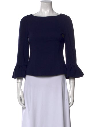 Tibi Bateau Neckline Three-Quarter Sleeve Crop Top