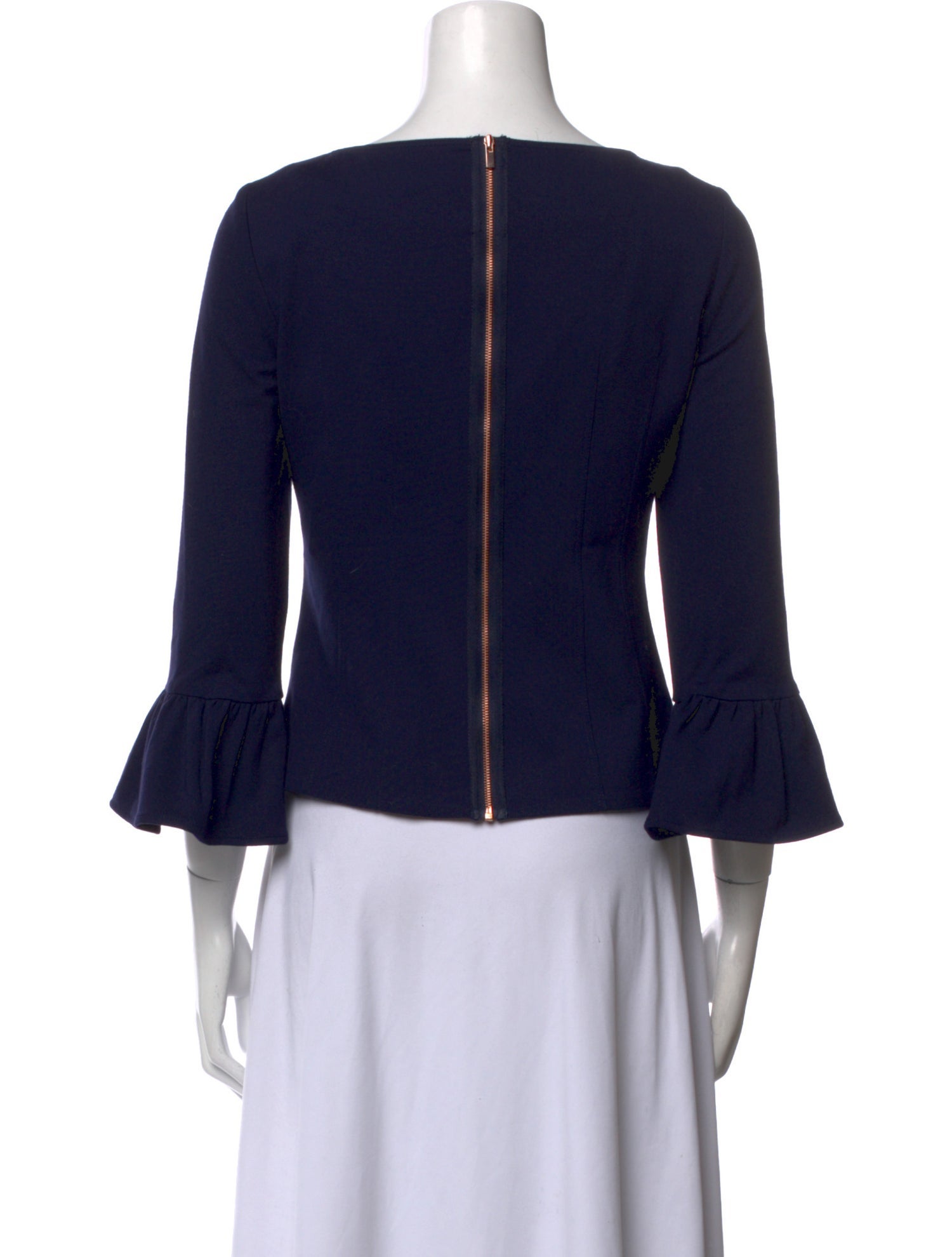 Tibi Bateau Neckline Three-Quarter Sleeve Crop Top