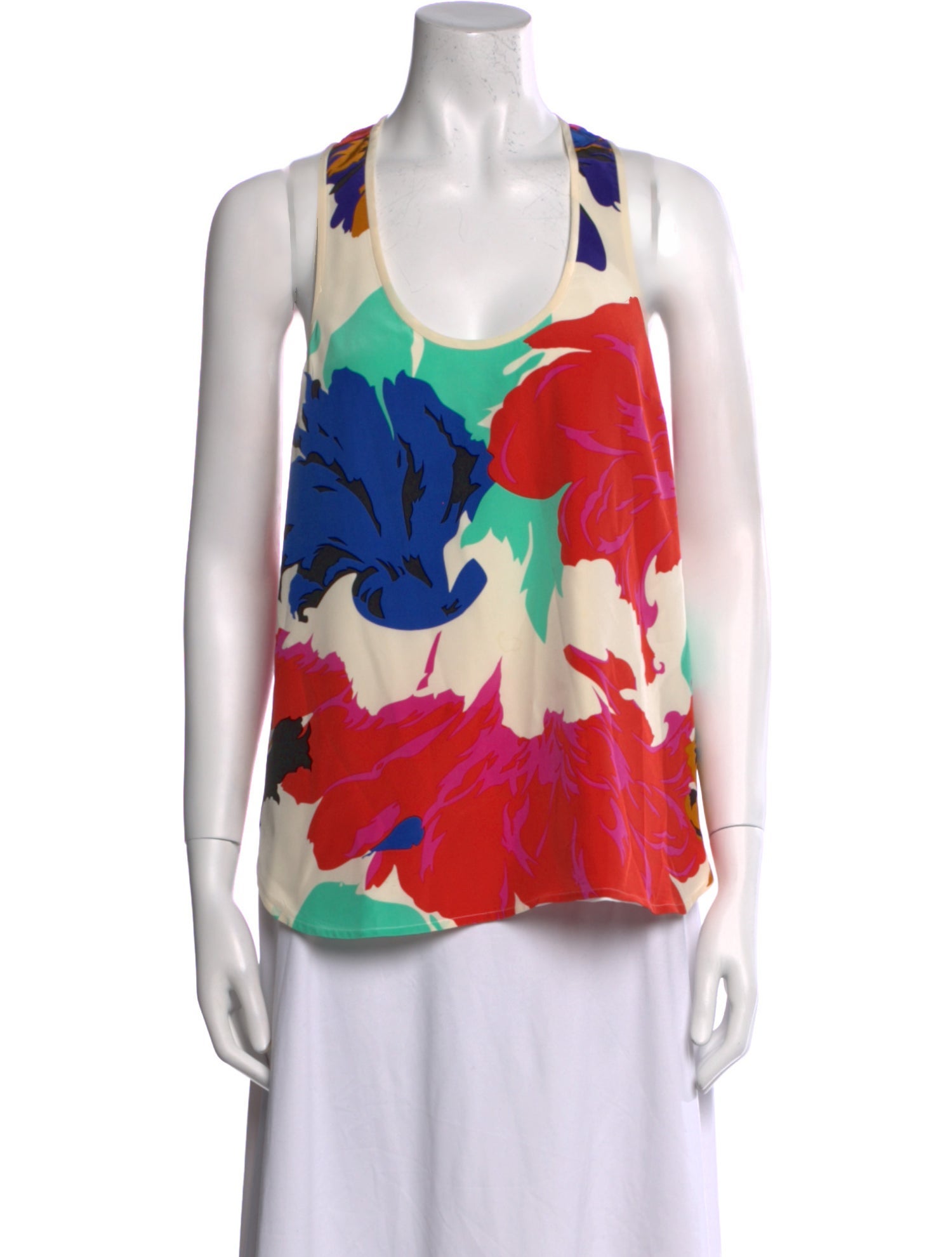 Tibi Silk Floral Print Top