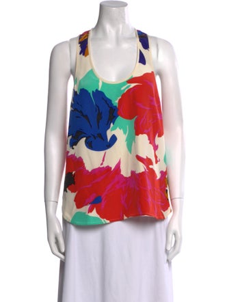 Tibi Silk Floral Print Top