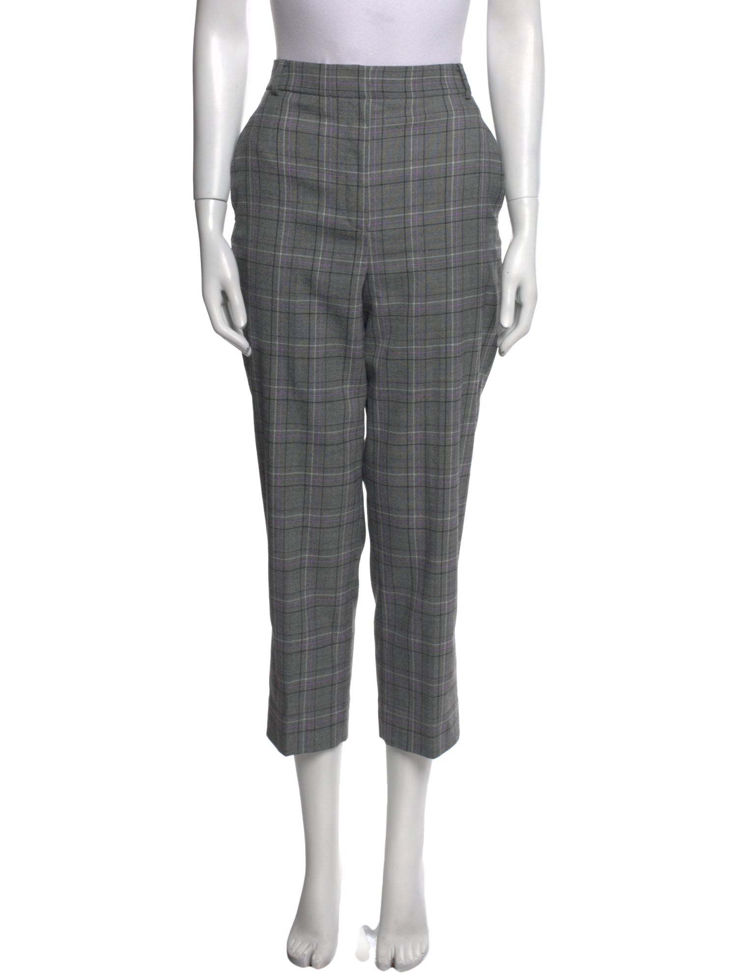Tibi Plaid Print Straight Leg Pants
