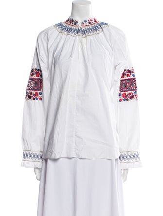 Tibi Printed Mock Neck Blouse