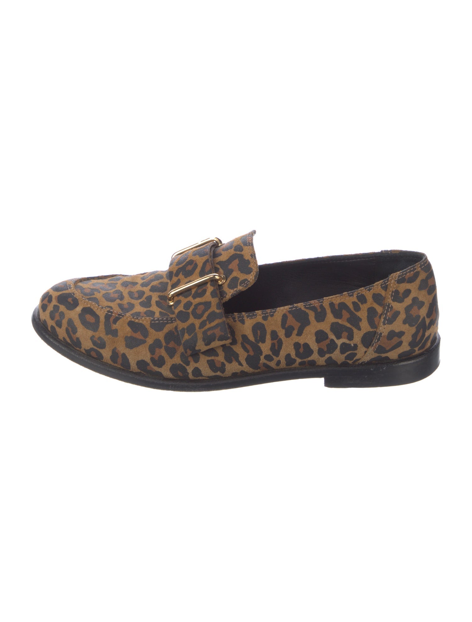 Tibi Suede Animal Print Loafers