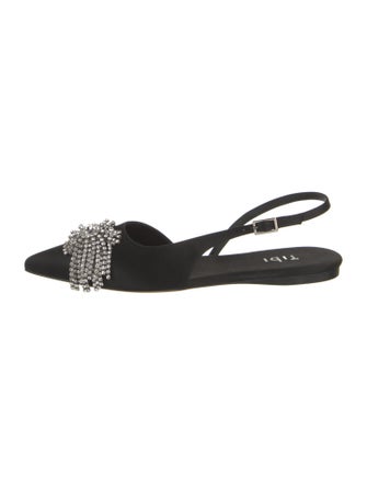 Tibi Satin Crystal Embellishments Slingback Flats