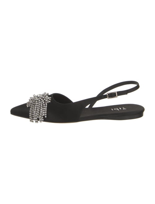 Tibi Satin Crystal Embellishments Slingback Flats