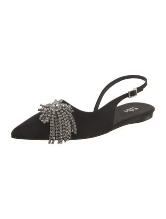 Tibi Satin Crystal Embellishments Slingback Flats