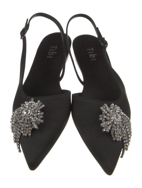 Tibi Satin Crystal Embellishments Slingback Flats