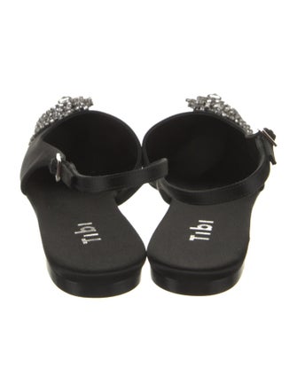 Tibi Satin Crystal Embellishments Slingback Flats