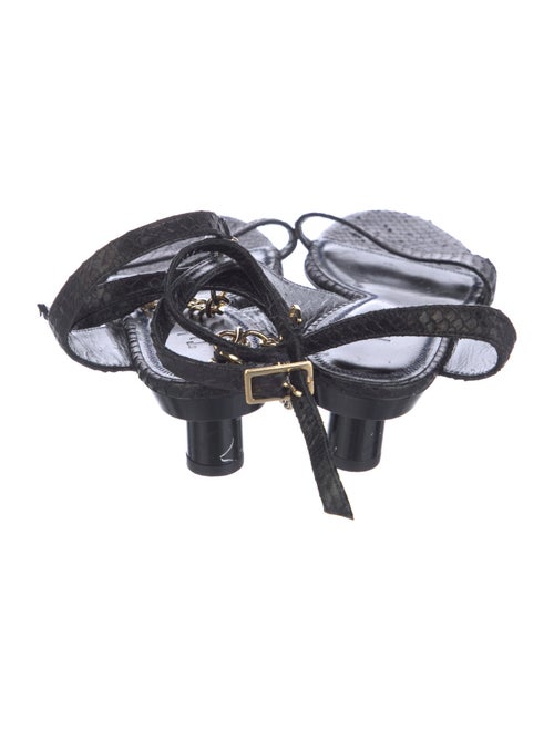 Tibi Snakeskin Chain-Link Accents Sandals