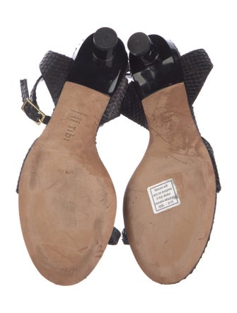 Tibi Snakeskin Chain-Link Accents Sandals
