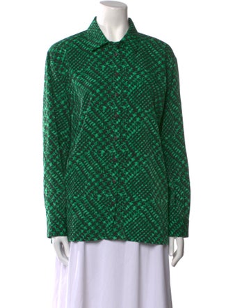 Tibi Printed Long Sleeve Button-Up Top