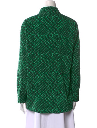 Tibi Printed Long Sleeve Button-Up Top