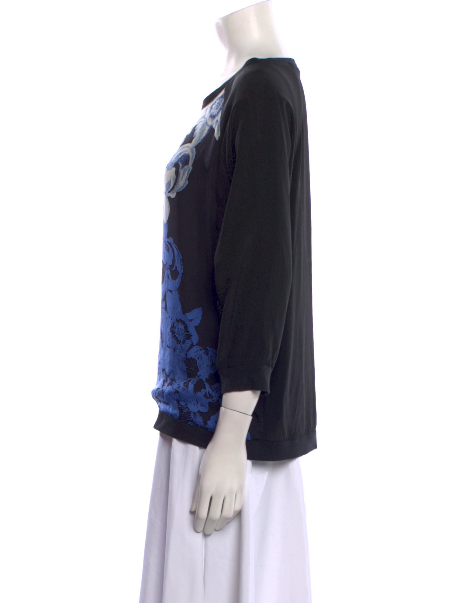 Tibi Silk Graphic Print Top