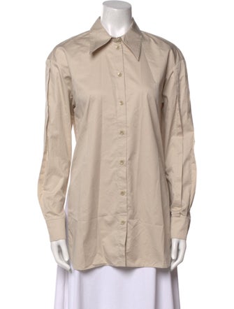Tibi Long Sleeve Button-Up Top