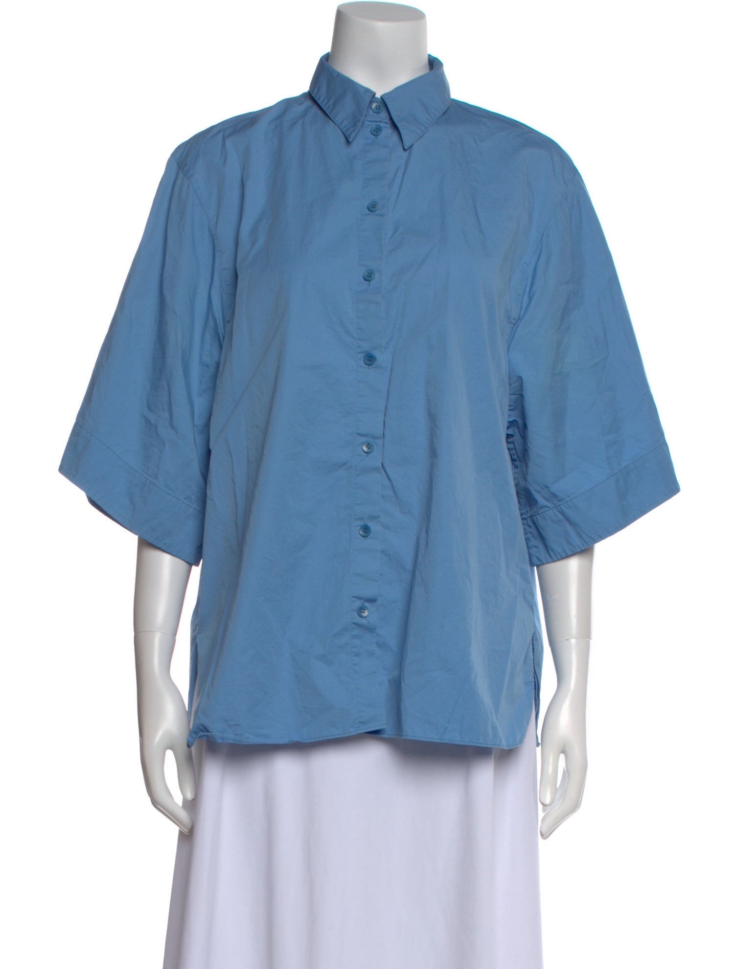 Tibi Three-Quarter Sleeve Button-Up Top