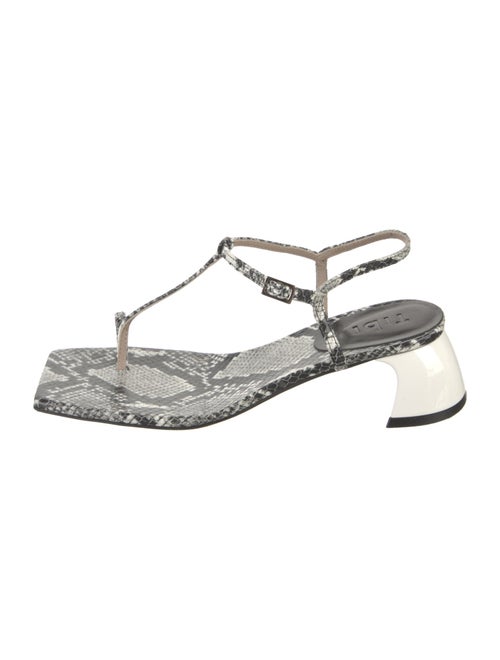 Tibi Snakeskin Animal Print T-Strap Sandals