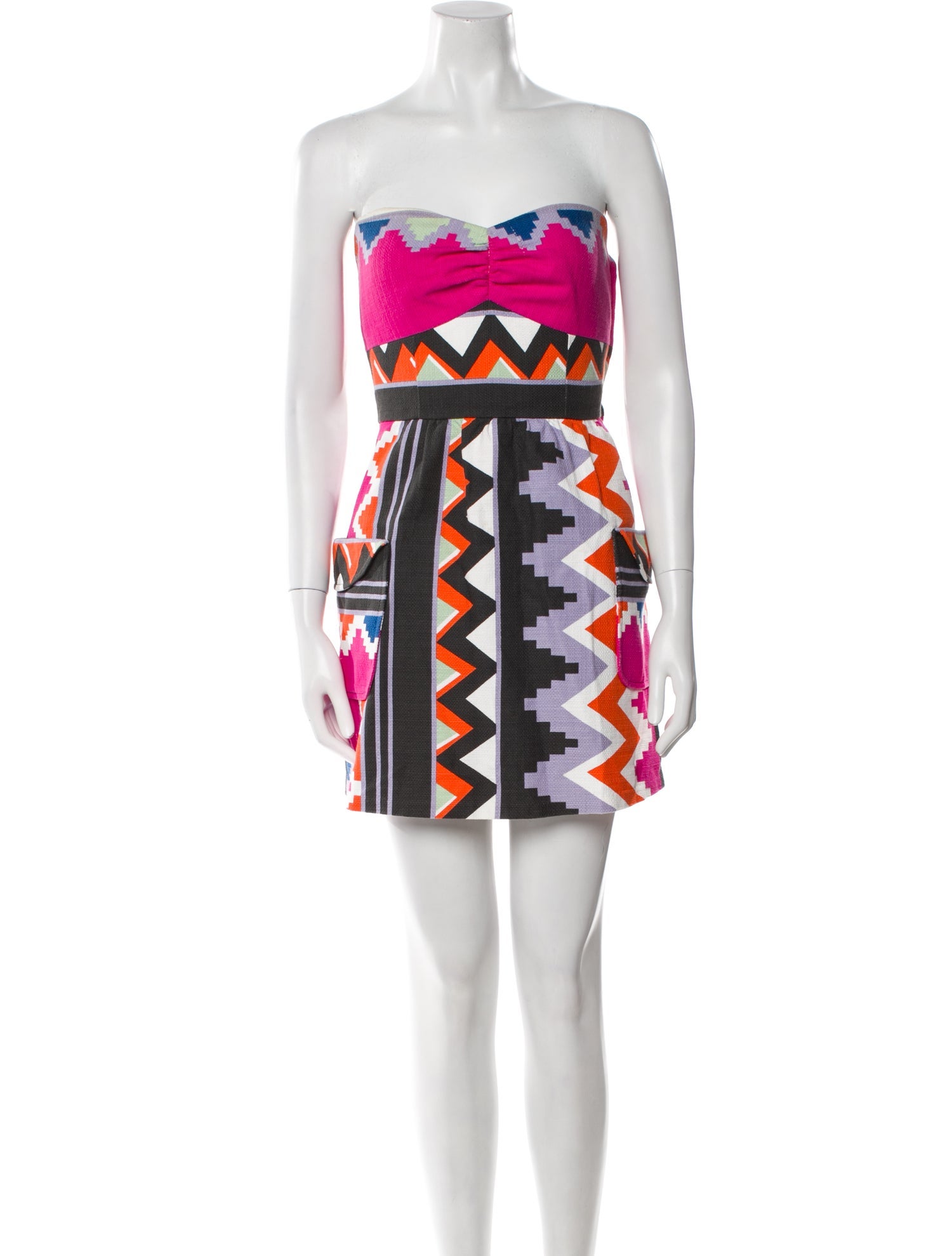 Tibi Printed Strapless Tunic