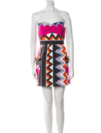 Tibi Printed Strapless Tunic