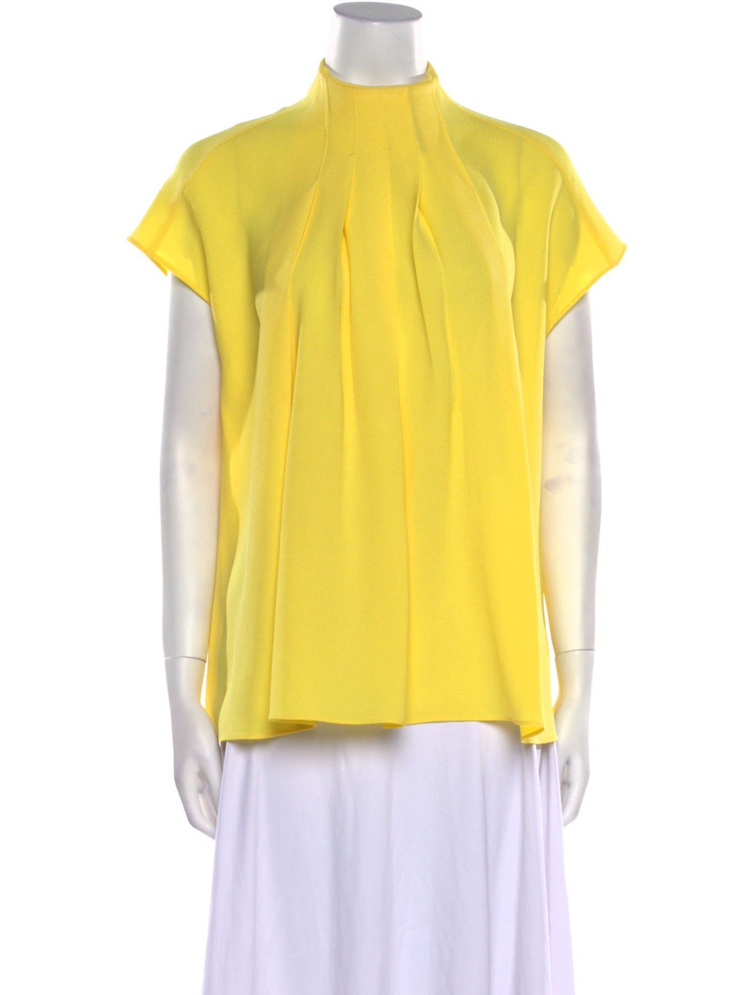 Tibi Mock Neck Short Sleeve Blouse