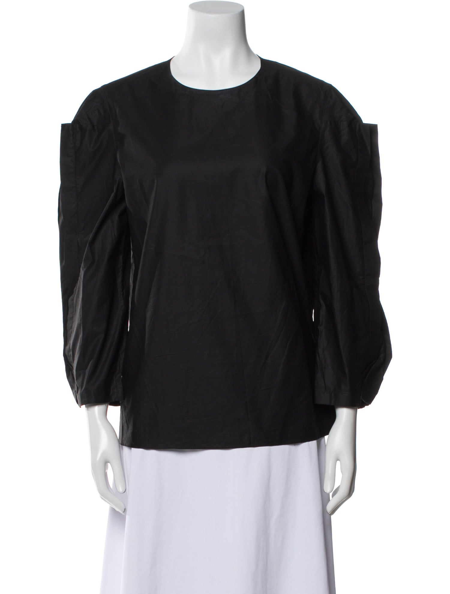 Tibi Crew Neck Three-Quarter Sleeve Blouse