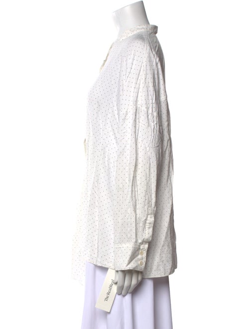 Tibi Polka Dot Print Mock Neck Button-Up Top