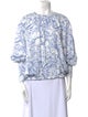 Tibi Printed Bateau Neckline Blouse