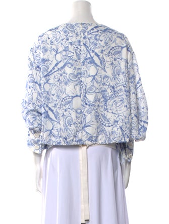 Tibi Printed Bateau Neckline Blouse