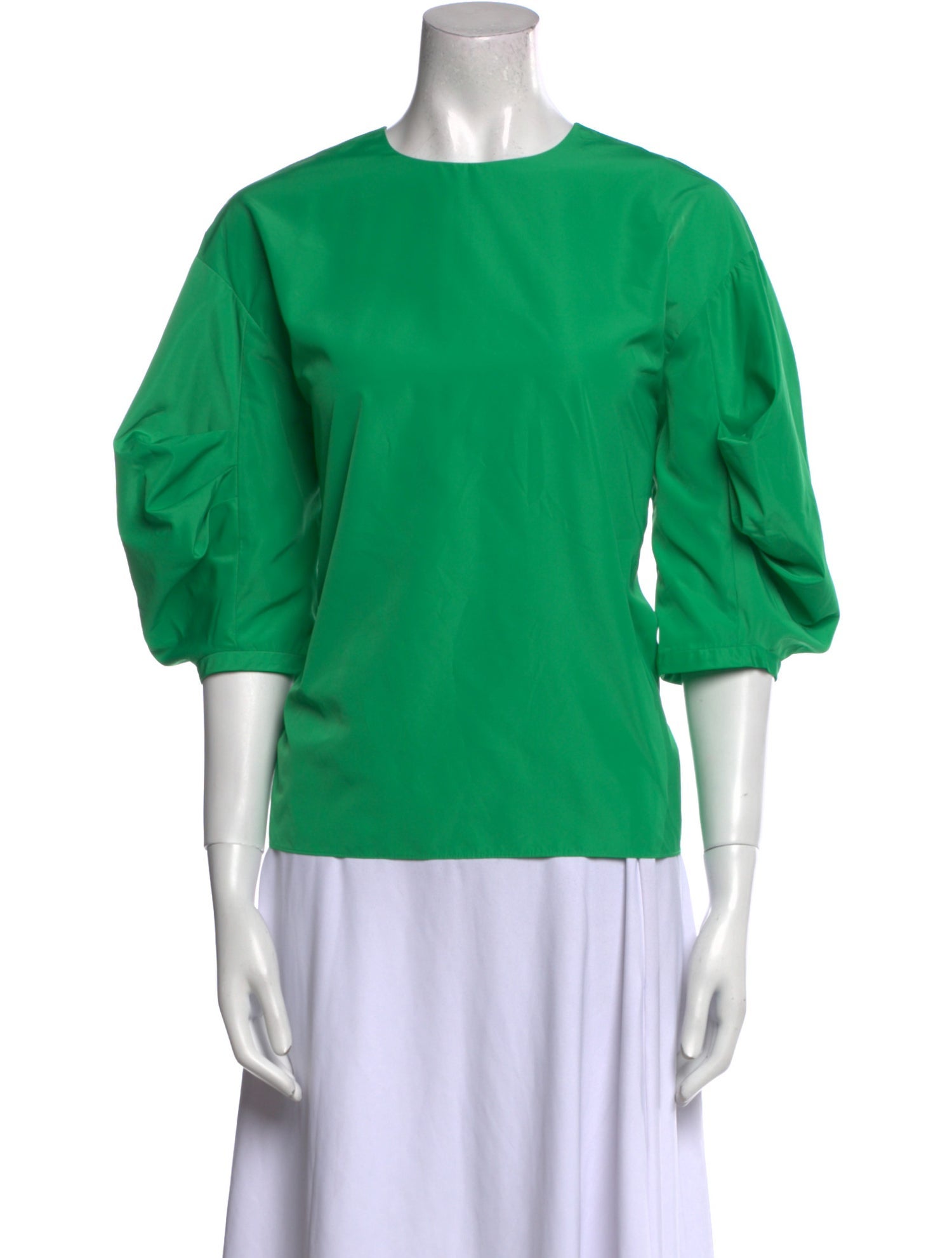 Tibi Crew Neck Three-Quarter Sleeve Top