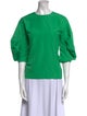 Tibi Crew Neck Three-Quarter Sleeve Top