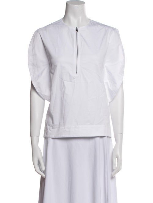 Tibi Crew Neck Three-Quarter Sleeve Blouse