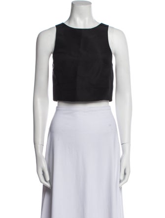 Tibi Silk Scoop Neck Crop Top