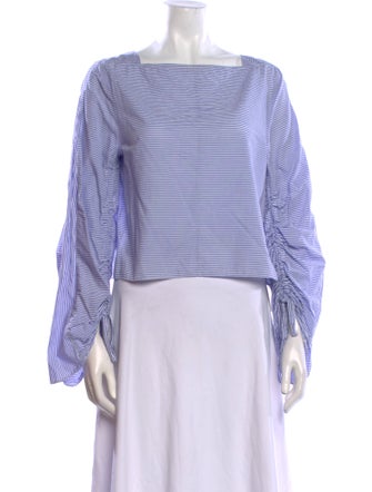 Tibi Striped Bateau Neckline Crop Top