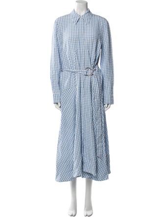 Tibi Plaid Print Long Dress