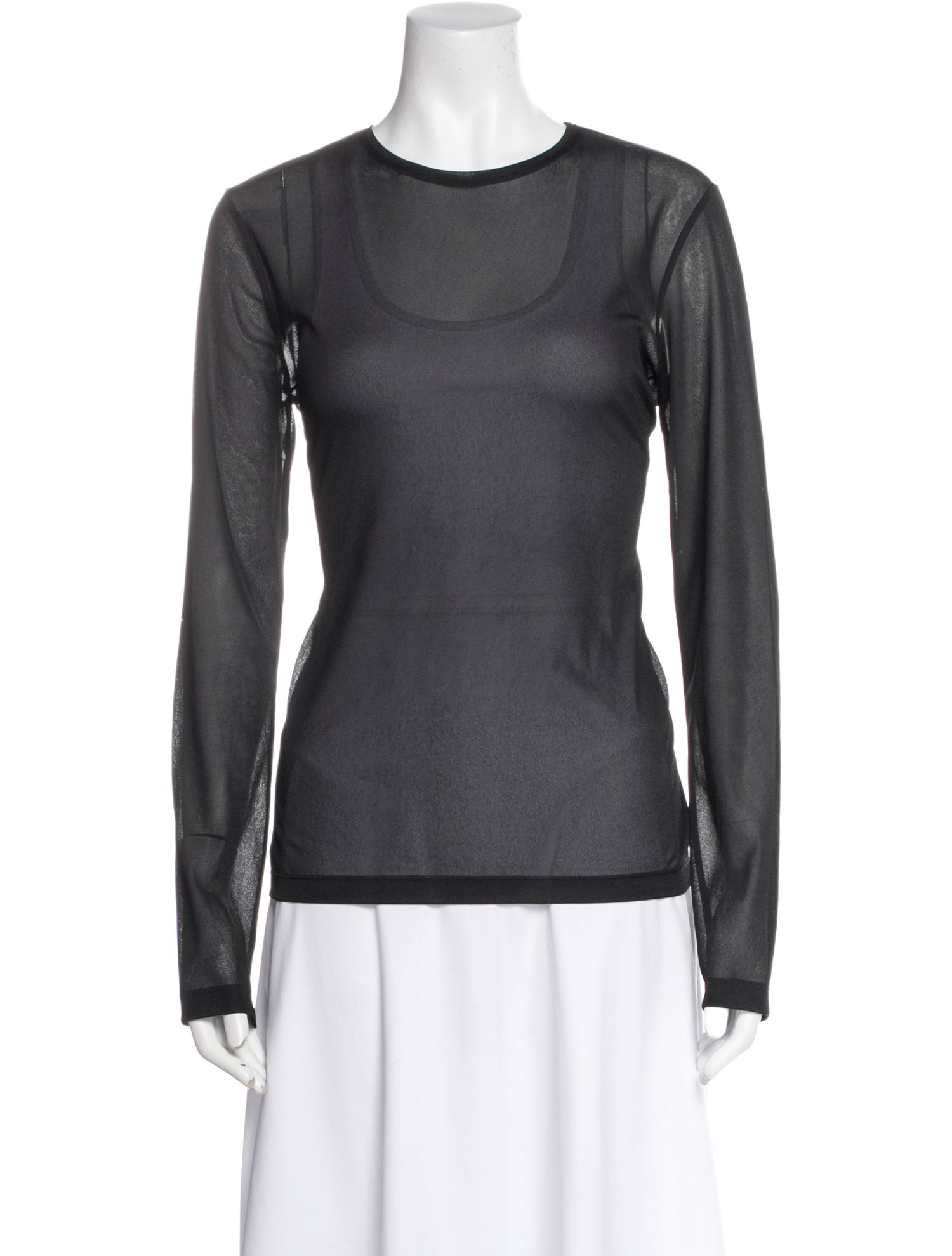 Tibi Crew Neck Long Sleeve Top