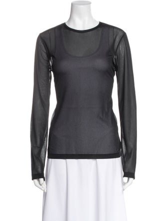 Tibi Crew Neck Long Sleeve Top