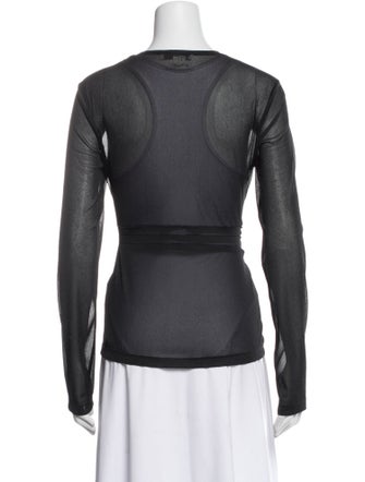 Tibi Crew Neck Long Sleeve Top