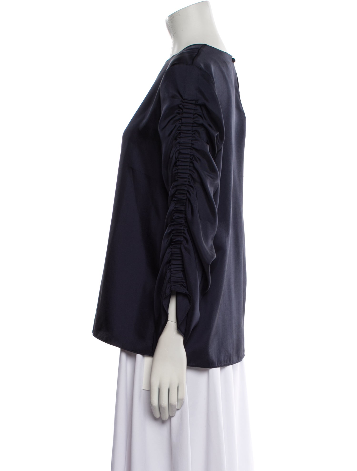 Tibi Bateau Neckline Long Sleeve Blouse