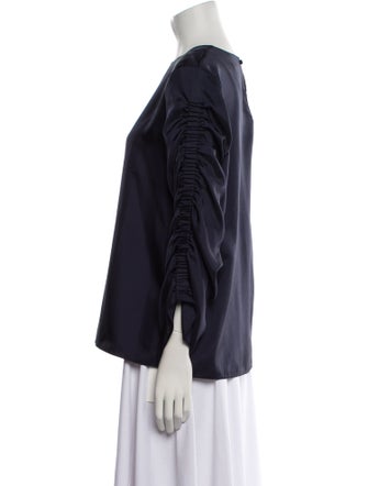 Tibi Bateau Neckline Long Sleeve Blouse