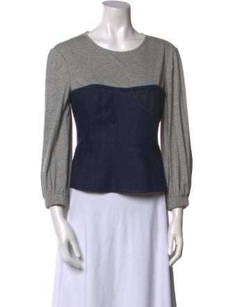 Tibi Linen Scoop Neck Top
