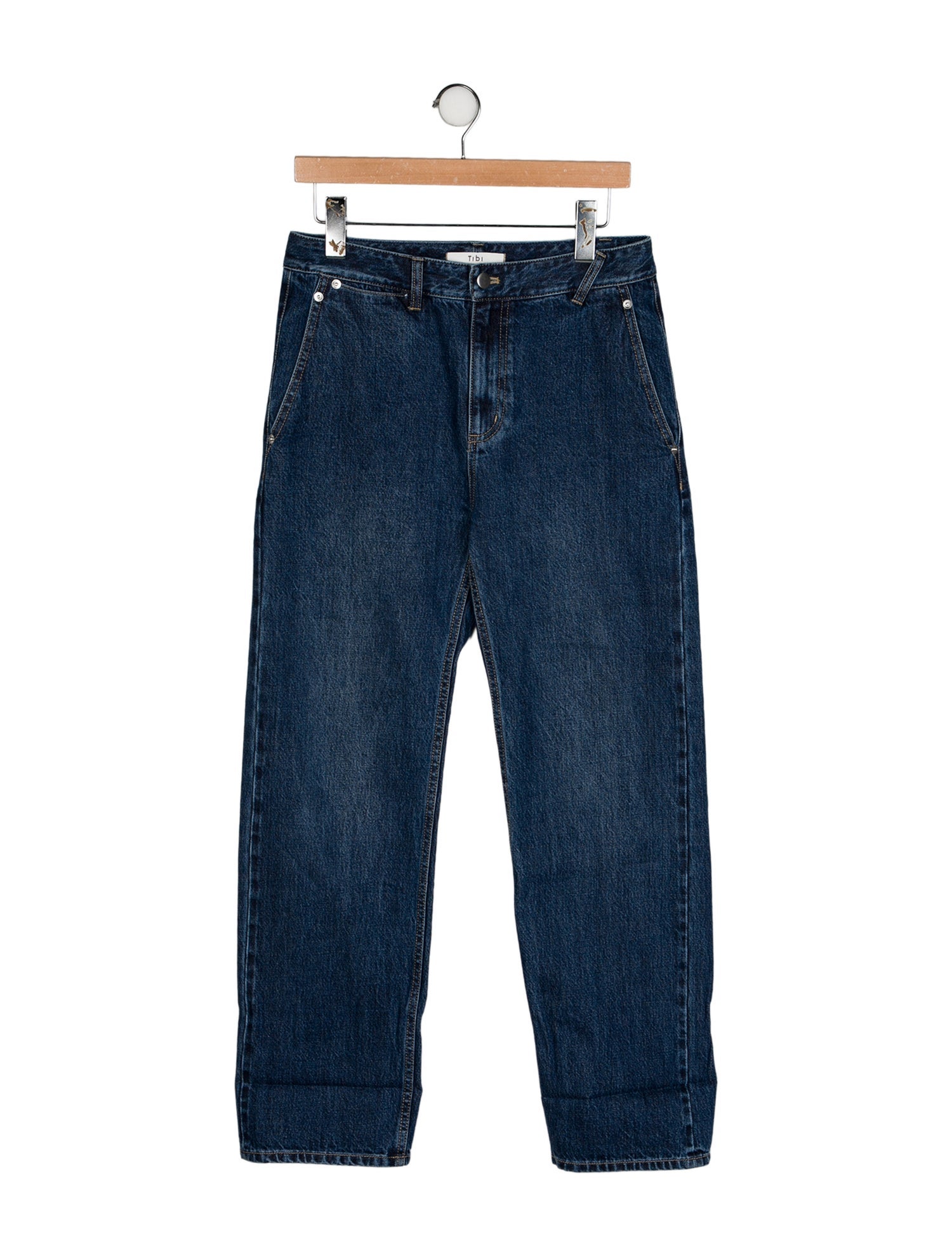 Tibi High-Rise Straight Leg Jeans