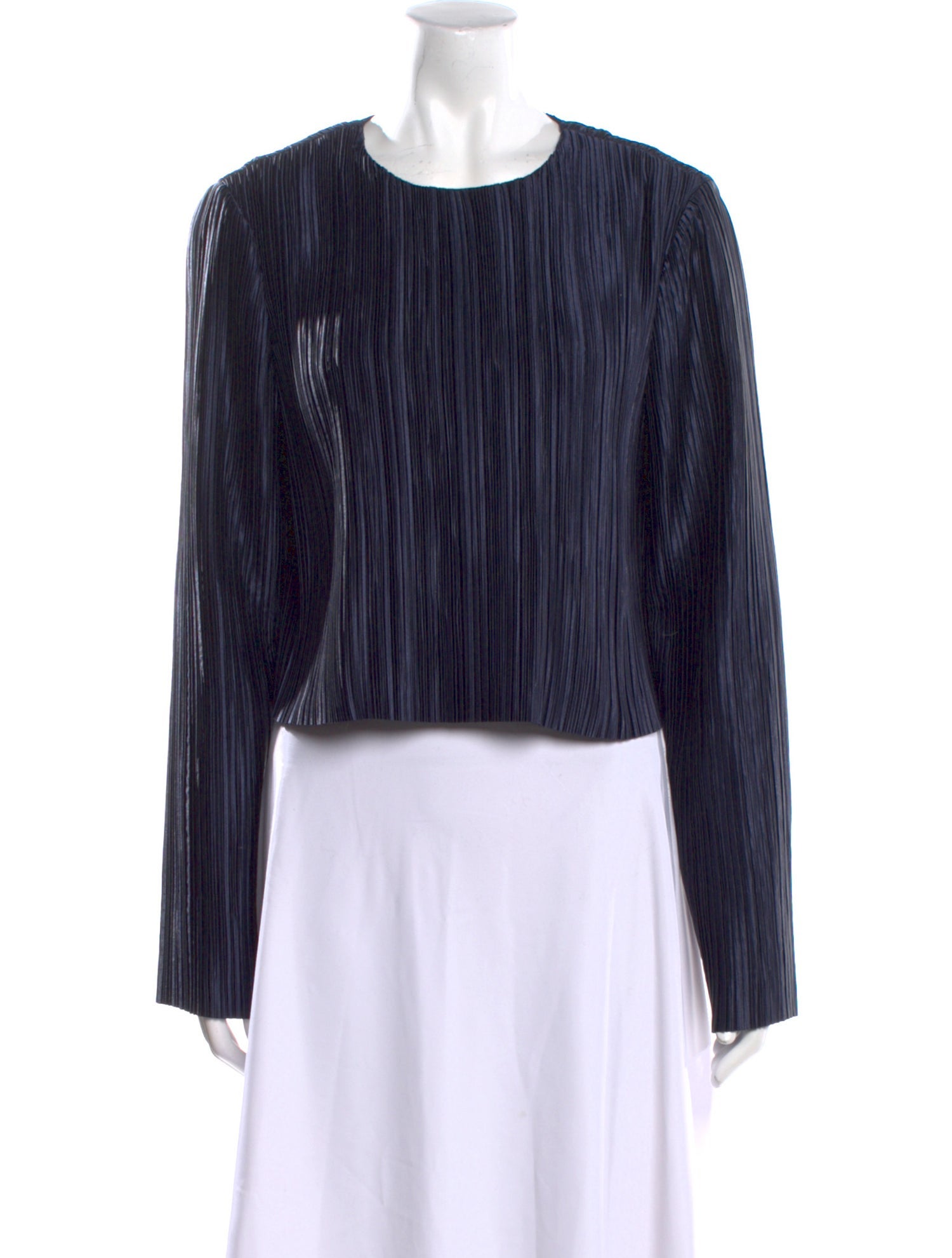 Tibi Bateau Neckline Long Sleeve Crop Top