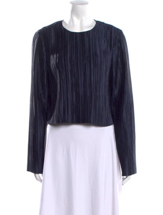 Tibi Bateau Neckline Long Sleeve Crop Top