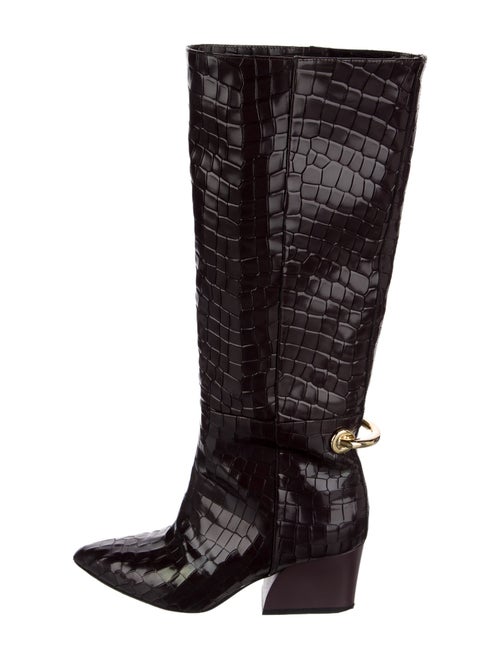 Tibi Leather Animal Print Riding Boots