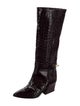 Tibi Leather Animal Print Riding Boots