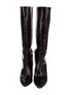 Tibi Leather Animal Print Riding Boots
