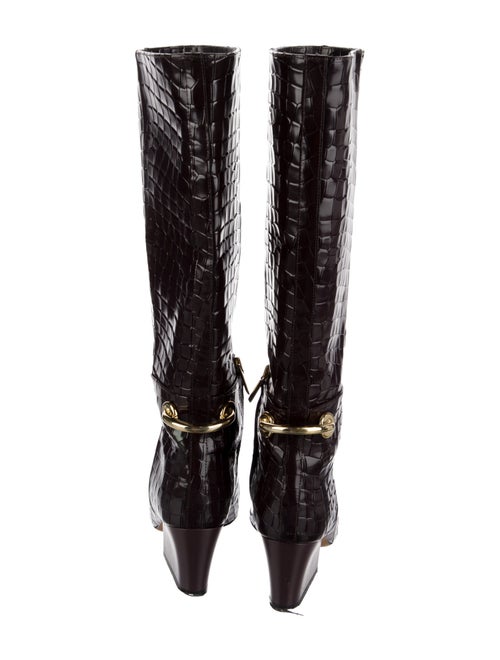 Tibi Leather Animal Print Riding Boots