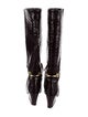 Tibi Leather Animal Print Riding Boots