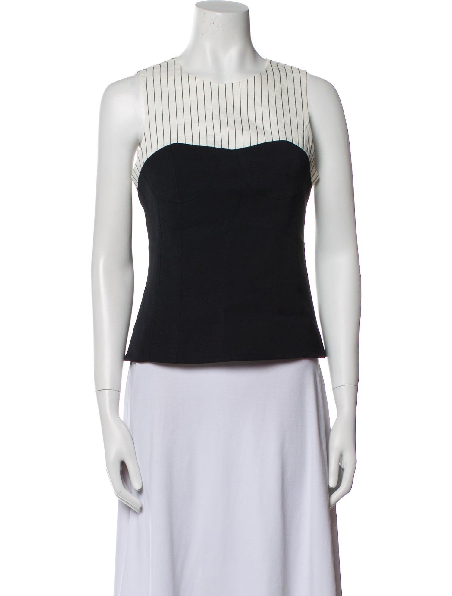 Tibi Striped Crew Neck Crop Top